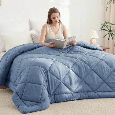 Всесезонна ковдра CozyLux 200x200 см для 4 сезонів, сіро-блакитна