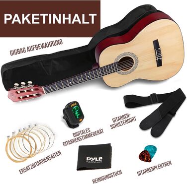 Акустична гітара Pyle для дітей та початківців, ½ розміру, комплект з чохлом, тюнером та медіатором, чорна