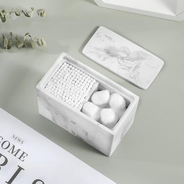 Органайзер для ватних паличок та дисків Luxspire з 2 відсіками, білий. Косметичний контейнер для зберігання ватних паличок, дисків та інших дрібниць.