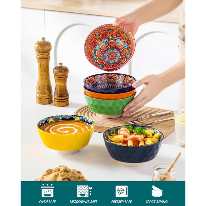 Набір супових тарілок Vancasso (6 шт) з порцеляни для супу, мюслі, рамену, десерту та пасти