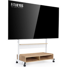 Підставка для телевізора FITUEYES на коліщатках, 70-100 дюймів, висота регулюється, VESA 850x600 мм, білий