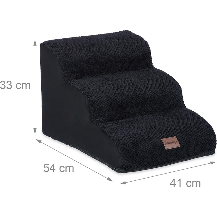 Сходинки для собак та котів Relaxdays, 3 сходинки, чорного кольору, розмір 33 x 41 x 54 см