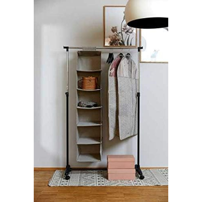WENKO Clothes Rack, Folding, Clothes Storage with Adjustable Clothes Rail and Wheels, Plastic/Metal, 88 x 100-168 x 11-49 cm, Chrome/Grey (170 x 38 x 90 cm)