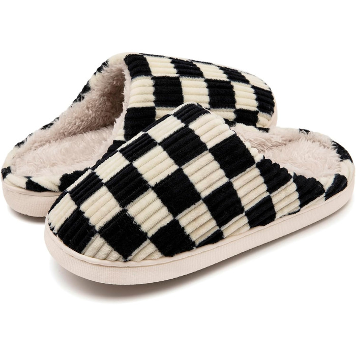 Тапочки халатні Guyarns для дому, чорні, 44/45 EU, з м'якою устілкою Memory Foam, антиковзаюча підошва, в'язане каро, для жінок та чоловіків