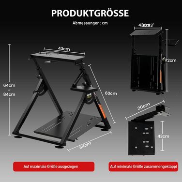Ігровий стійка-держак для керма GTPLAYER Racing Wheel Stand з кріпленням для КПП V1 V2, регульований нахил, для PS4, Xbox, PC (Помаранчевий)