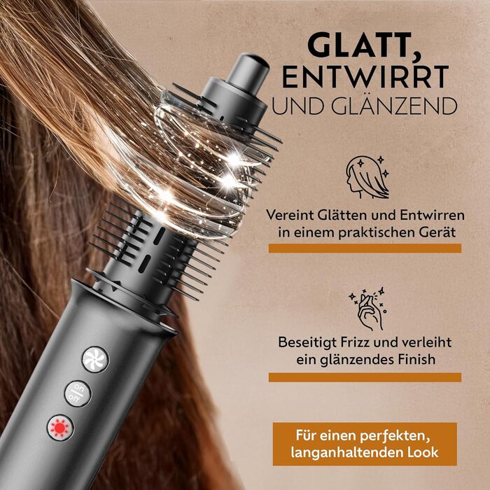 Мультистайлер 5-в-1 – плойка, фен-щітка з 110 000 обертів/хв – щітка для волосся з гарячим повітрям/фен-щітка/стайлер для великих локонів, об'єму та гладкого волосся – іонізатор для волосся з 5 насадками