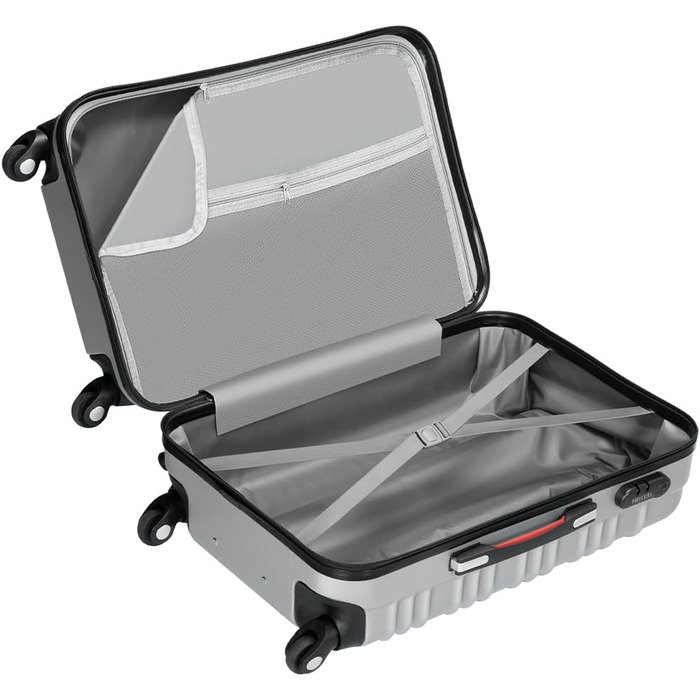 Набір валіз ABS S-M-L-XL з телескопічною ручкою та кодовим замком, срібний