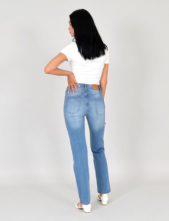 Джинси ESRA жіночі прямі з високою талією, еластичні, модель J735 (розмір 34)