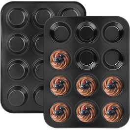 Форма для мафінів (2 шт.) - 24 лунки, антипригарне покриття, BPA-free, стандартний розмір 35 x 27 x 3 см, ідеально для капкейків, брауні та випічки