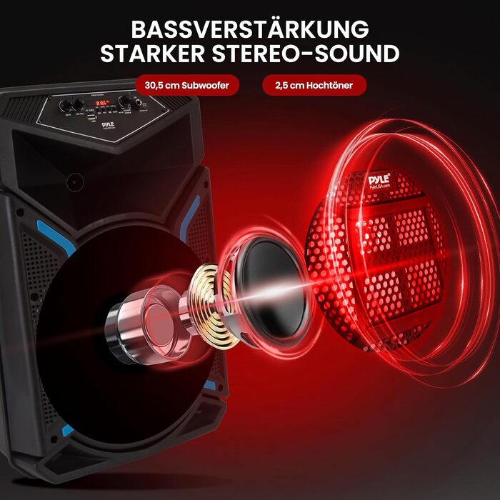 Портативна Bluetooth колонка Pyle 1680 Вт з мікрофоном, колесами та LED-підсвіткою для караоке та вечірок