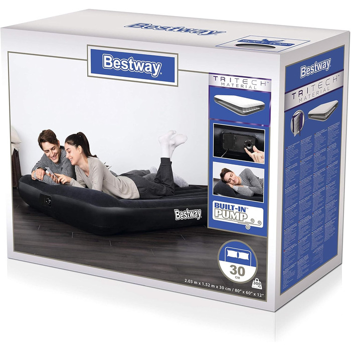Надувний матрац Bestway Aeroluxe з вбудованим електронасосом, Queensize 203x152x46 см