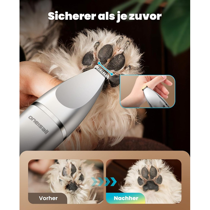 Набір для стрижки собак 4-в-1 Oneisall: стрижка, триммінг, шліфування кігтів. Тиха машинка для собак та котів з LCD-дисплеєм. Ідеально для тіла, лап, очей, вух, обличчя.