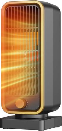 Електричний обігрівач PTC: тихий, енергоефективний, 900W, 3 режими, захист від перегріву та перекидання, для кімнат та спалень, чорний