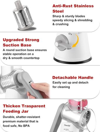 Трояк для овочів та сиру з 3 наборами ножів, білий. Ідеально для нарізки овочів, сиру, горіхів. 5 ножів