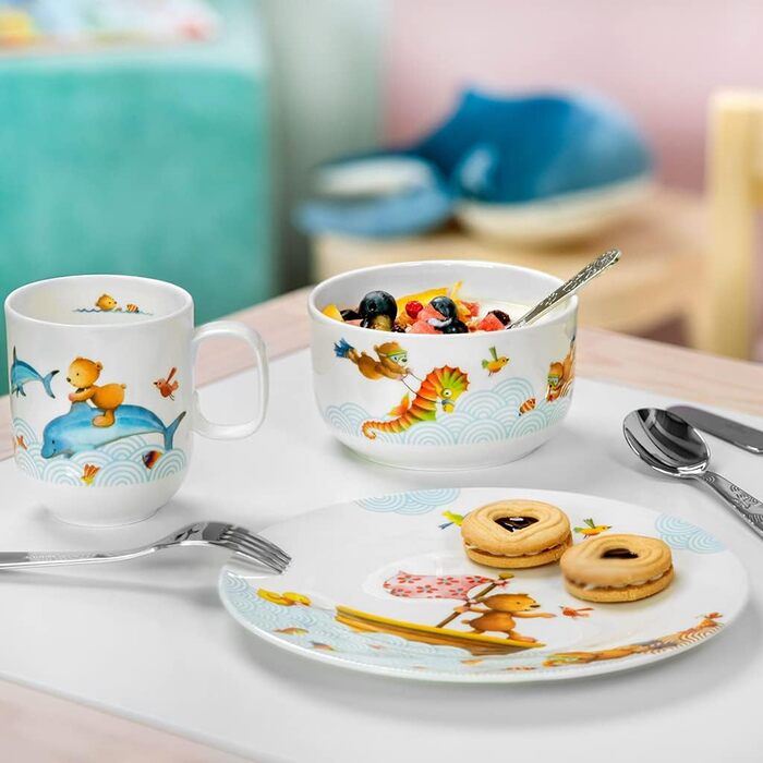 Набір дитячого столового прибору Villeroy & Boch Kinderbesteck, 4-х предметний (чашка велика, Happy As A Bear)