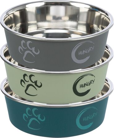 Тріксі Миска з нержавіючої сталі з пластиковим покриттям, 2.2 л, діаметр 23 см, висота 8 см, різноманітні кольори