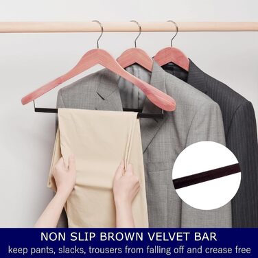 Amber Home 5-Piece 44.5cm Cedar Wood Clothes Hangers with Wide Shoulders (5.8cm), Natural Cedarwood Hangers with Round Bar for Suit, Jacket, Coat, Shirt, Pants