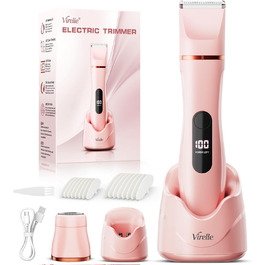 Електричний жіночий тример для бікіні та тіла 2-в-1, вологостійкий, рожевий