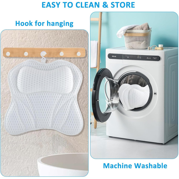 Подушка для ванни для шиї, плечей та спини з 6 присосками, 4D Mesh, аксесуар для ванни, підтримка голови, шиї, плечей та спини для домашнього спа та ванни