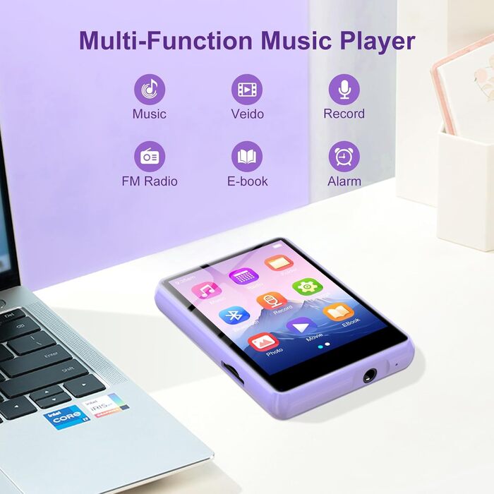 MP3 плеєр ZAQE 128GB Bluetooth 5.3 з сенсорним екраном 2.4
