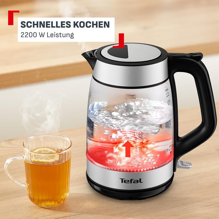 Електричний чайник Tefal KI1R0DE0 зі сталі, 1.7 л, 2200 Вт, з автоматичним вимкненням та фільтром від накипу
