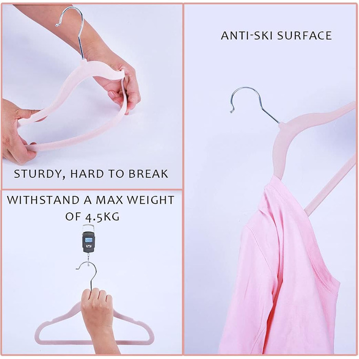 Вешалки для одягу з оксамитовим покриттям для дитячого одягу та пальто, рожеві (29,5 см, набір 40 шт.)