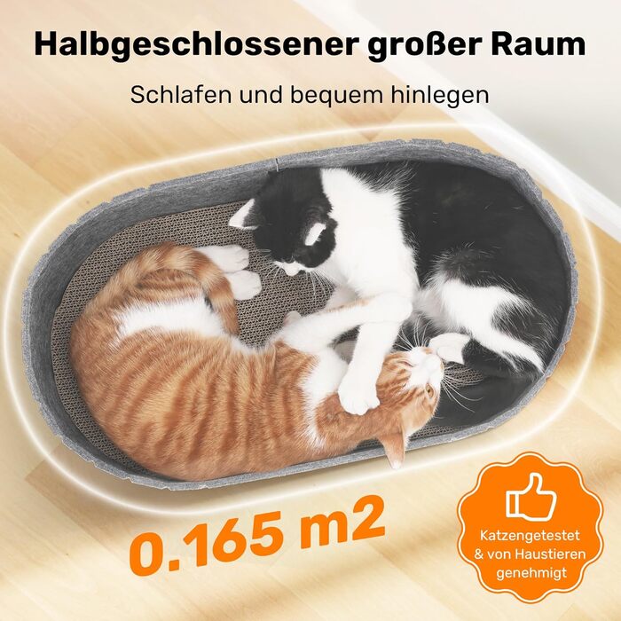 Кразбокс для котів FUKUMARU: диван з картону та фетру, 61 см, сірий