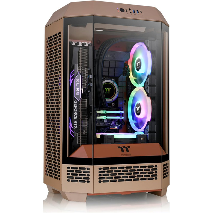 Thermaltake The Tower 300 Bumblebee: Корпус ПК Micro Tower (Micro-ATX/mini-ITX) з вертикальним дизайном, 3x Tempered Glass, 2x140mm PWM вентилятори, підтримка радіатора до 420mm
