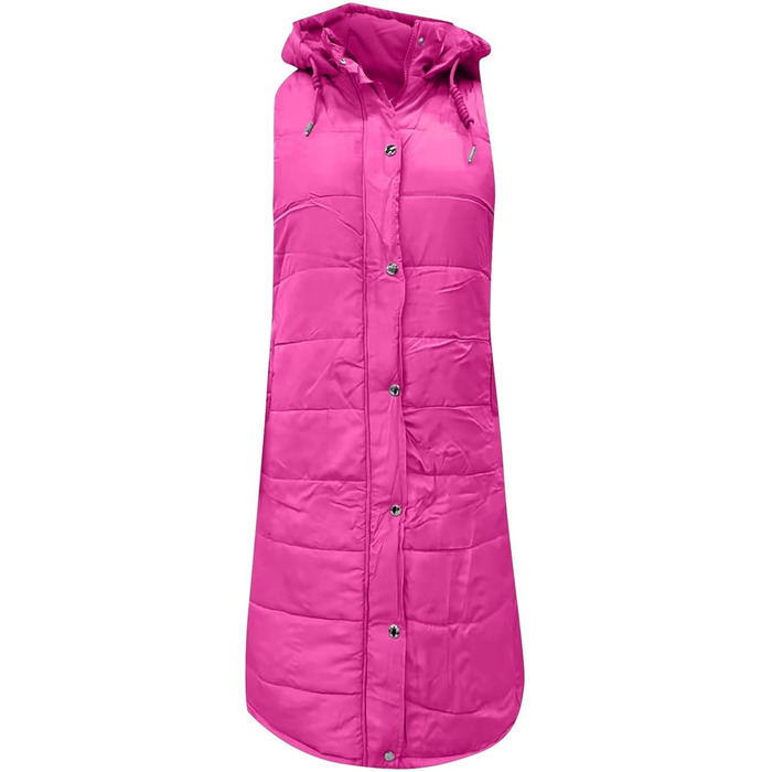 Степова жилетка для жінок з капюшоном, без рукавів, тепла, легка, для активного відпочинку, довга, великий розмір, рожевий колір