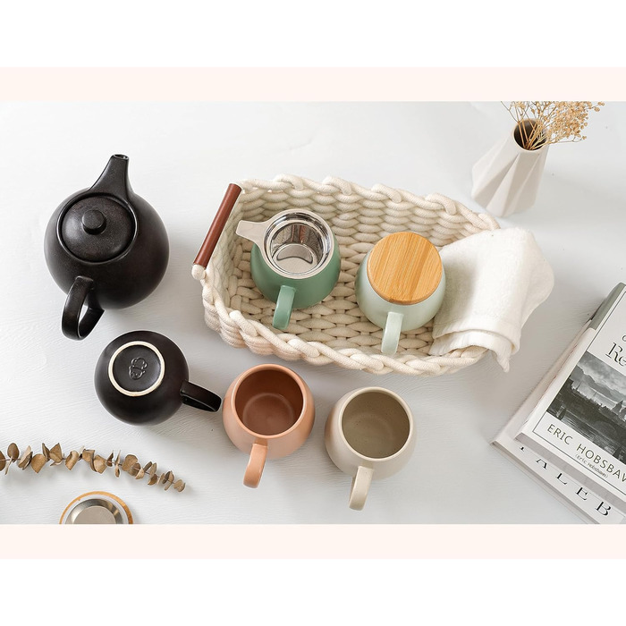 Teapot with infuser, ceramic - 1.2 l - Ceramic teapot, black (anthracite) - Tea Pot - Teapot Ceramic - Teapot accessory - Tea maker for loose leaf tea