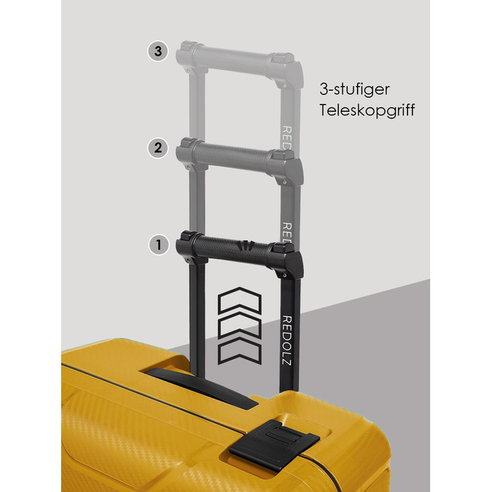 Набір валіз REDOLZ Essentials 15 (3 шт.) з поліпропілену, TSA-замок, 4 колеса, Dark Yellow