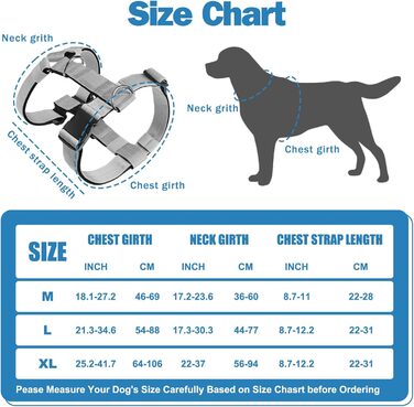 Шлейка для собак FEimaX для великих собак, тактична, не тягне, дихаюча, комфортна, сіра, міцна