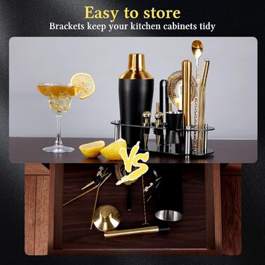 Коктейльний набір 14 предметів з підставкою, 700 мл, золотий – для барменів та початківців