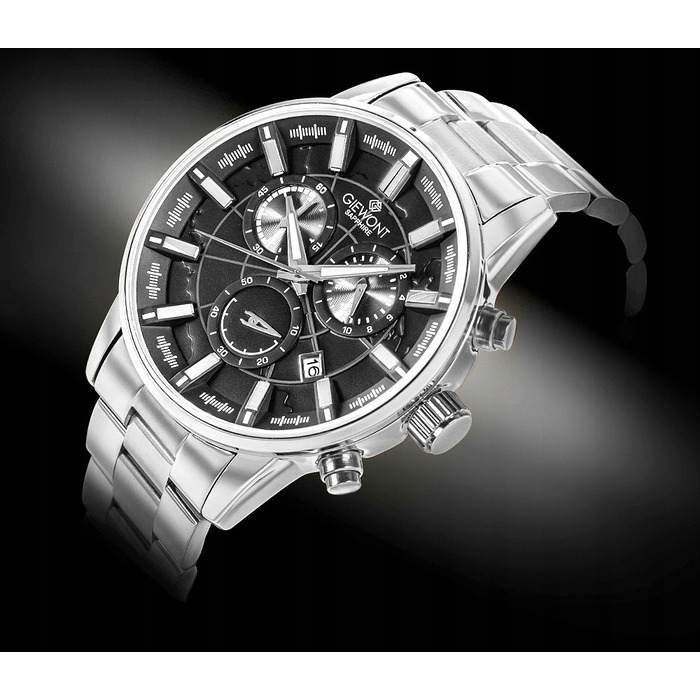 Чоловічий годинник Giewont Chronograph Sapphire, чорний, GW4580-B1