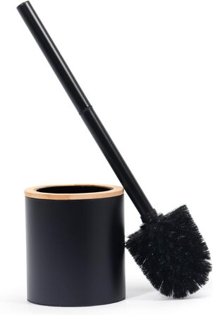 Набір для туалету Greelue: щітка для унітазу з дерев'яною ручкою та підставкою з нержавіючої сталі, чорний
