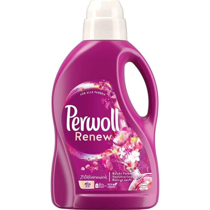 Рідкий засіб для прання Perwoll Renew Blütenrausch для кольорових та білих речей, квітковий аромат, 1.38 л (на 50 прань)