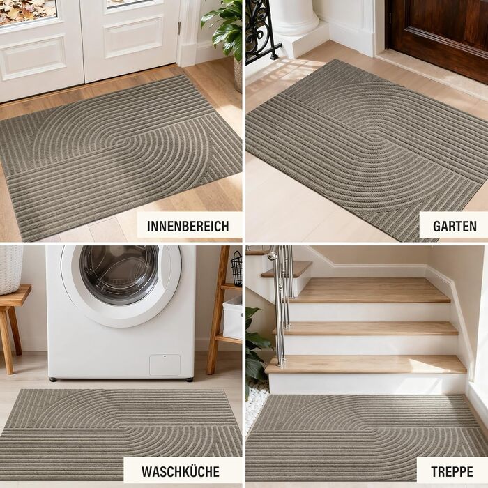 Привідний килимок FEOMOS 60x90 см для дому та вулиці, протиковзний вологопоглинаючий килим для вхідних дверей, коридору, балкона та кухні, бежевий, можна прати