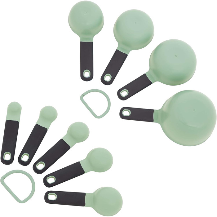 KitchenAid Universal Measuring Cups and Spoons Set, easy-to-read, with soft-grip handles for maximum control, hanging hole and nesting for easy storage, dishwasher safe, 9-piece