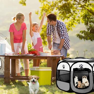 Клітка-забіг для цуценят та дрібних тварин 114x114x59 см (сіра)