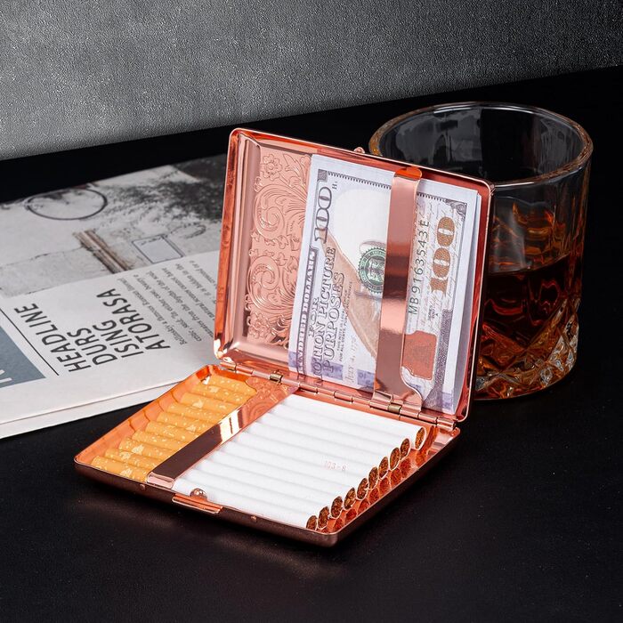 Металеве тютюнотримач вінтажний для жінок та чоловіків, на 18-20 сигарет (100 мм), з дизайном черепа та троянди