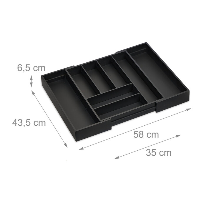 Relaxdays Extendable Bamboo Cutlery Box