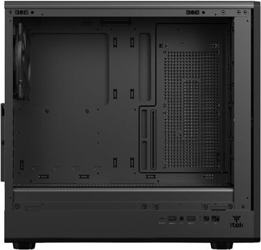 Ігровий корпус Itek Woody W2B ATX Tower, 4 вентилятори 140мм, USB 3.0, Type-C, дерев'яна передня панель, загартоване скло, чорний