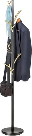 IDIMEX Clothes Rack ZENO made of metal, coat rack in green paint, jacket stand with 6 practical hooks (Black/Gold)