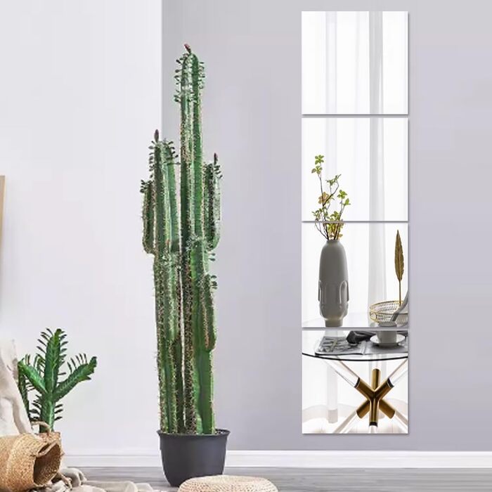 Самоклеючі акрилові дзеркала для стіни, 4 шт., безпечні, для макіяжу, дому, спорту, фітнесу, коридору, 30 x 30 см