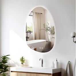 LED дзеркало для ванної кімнати з підсвічуванням 70x50 см, холодне біле світло 6000K, енергозберігаюче, диммування, проти запотівання