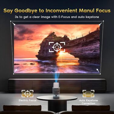 Mini проєктор Smart Beamer Android 11: 4K, 1080P, WiFi 6, Bluetooth 5.2, портативний, 270° оберт, автокорекція трапеції, для телефону/ноутбука