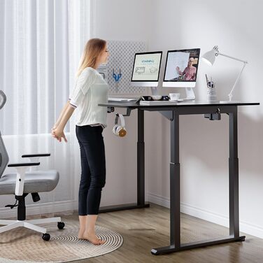 Electric Standing Desk L-Shape 180x110cm - Adjustable Height Desk with Dual Motor - Black Corner Desk with Spliced Board