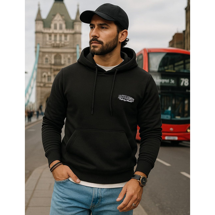 Чоловічий світшот з капюшоном JACK & JONE, чорний, розмір M