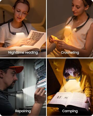 Настільна лампа Glocusent для читання в ліжку, 5 кольорів, регульована яскравість, акумулятор 100 годин, для читання, рукоділля, ремонту