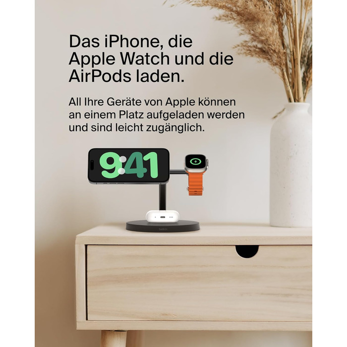 Belkin MagSafe 3-в-1 Бездротова Зарядка 15W для iPhone, Apple Watch та AirPods (Чорний)